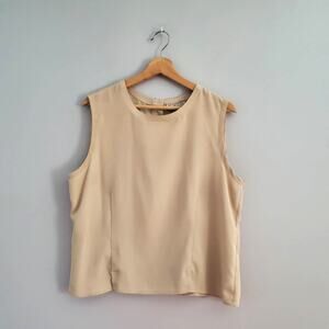 Notations Tan Sleeveless Button Up Back Blouse Top L